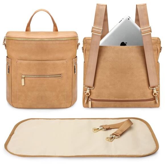 Diaper Bag Backpack Baby Diaper Bag, Large Leather Diaper...